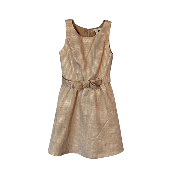 LC Lauren Conrad Dresses & Skirts - LC Lauren Conrad Gold Tone Holiday Christmas Formal Dress With Bow Women's 2